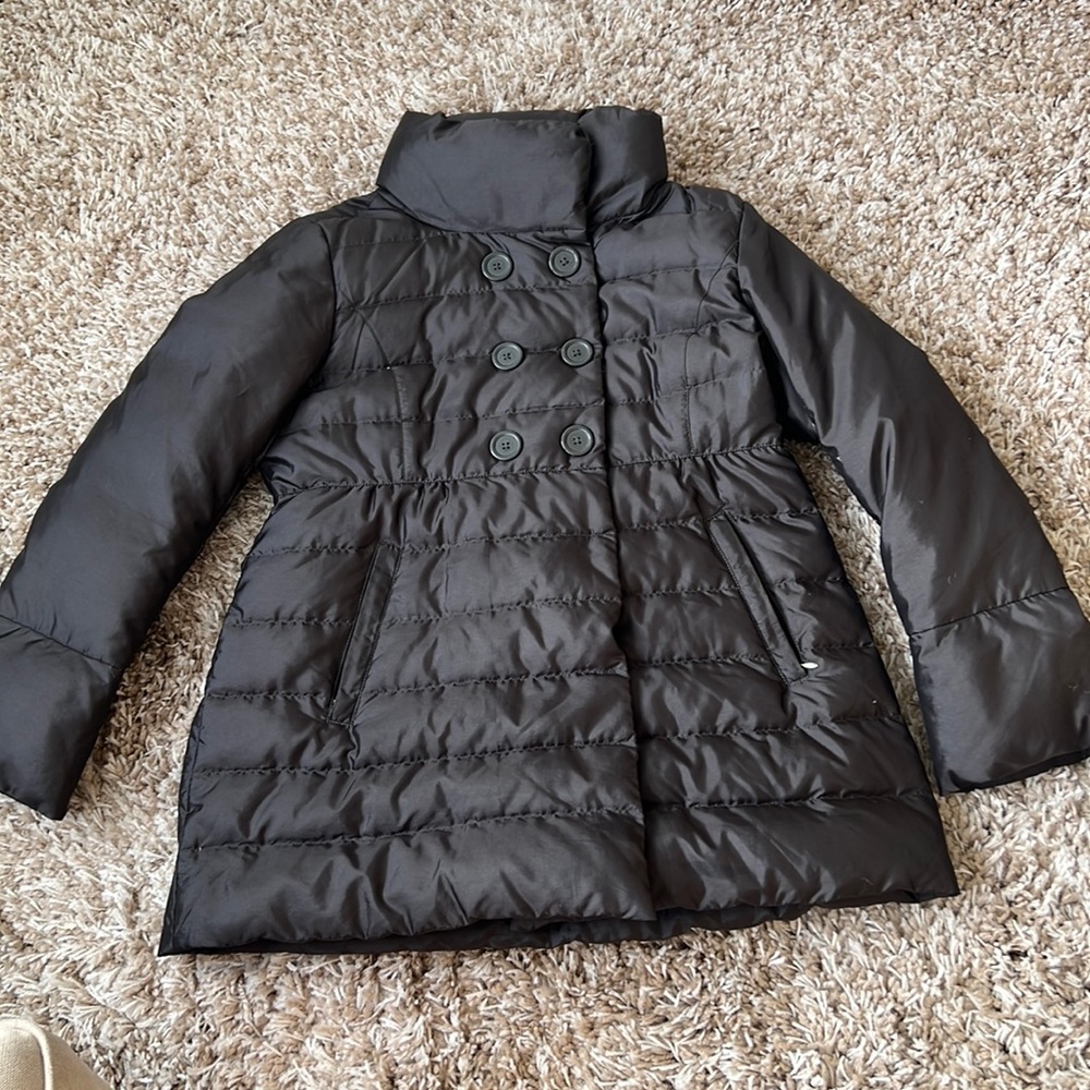 EUC Ann Taylor Loft Down Coat, A-line cut, dark silver color. CLASSY PUFFER!